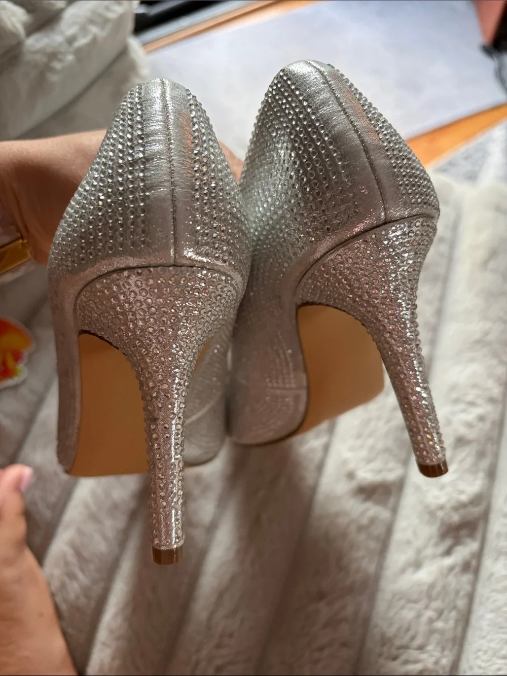 Jessica Simpson Silver Crystal Pointed-Toe Pumps for Women - 6